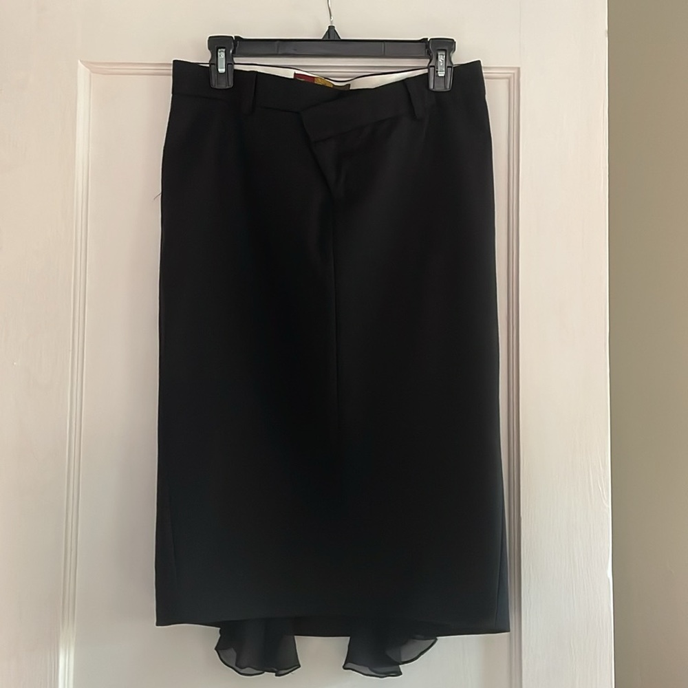 L.A.M.B. by Gwen Stefani black pencil skirt w/ kick pleat asymmetrical zipper 6